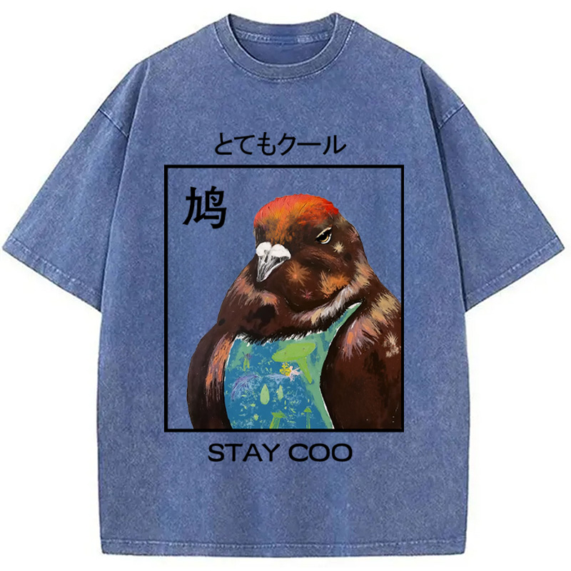 Modecanvas Stay Cool Pigeon Washed T-Shirt