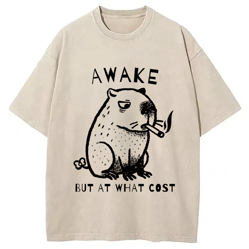 Modecanvas Capybara Smoking Washed T-Shirt