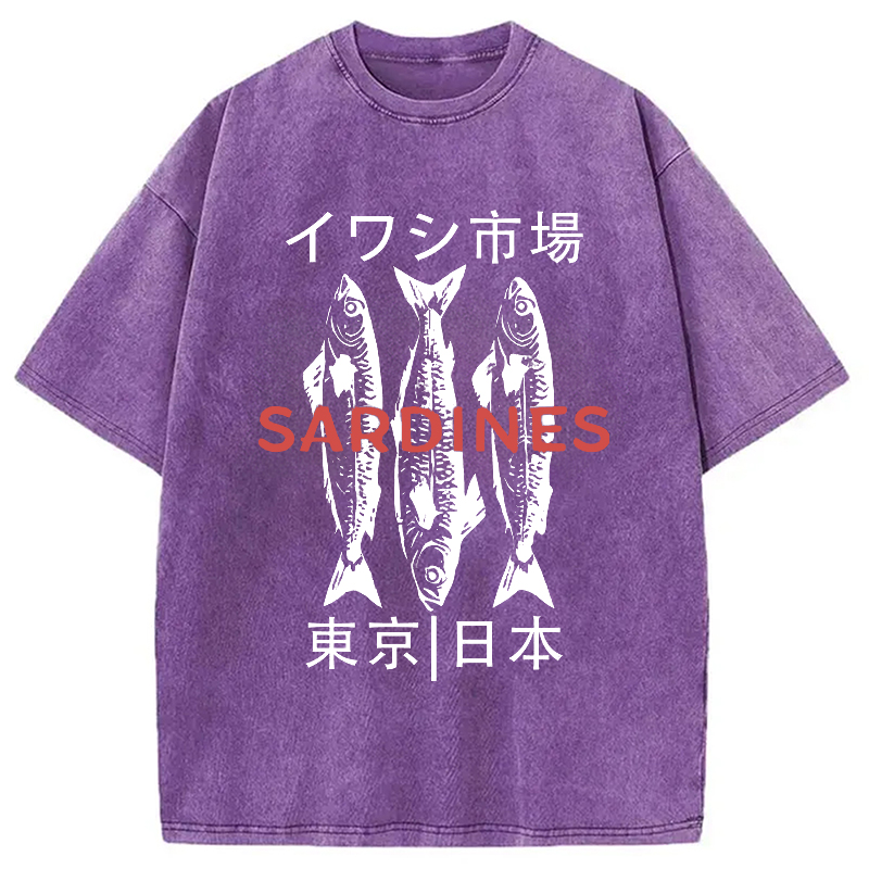 Modecanvas Japan Sardines Market Washed T-Shirt