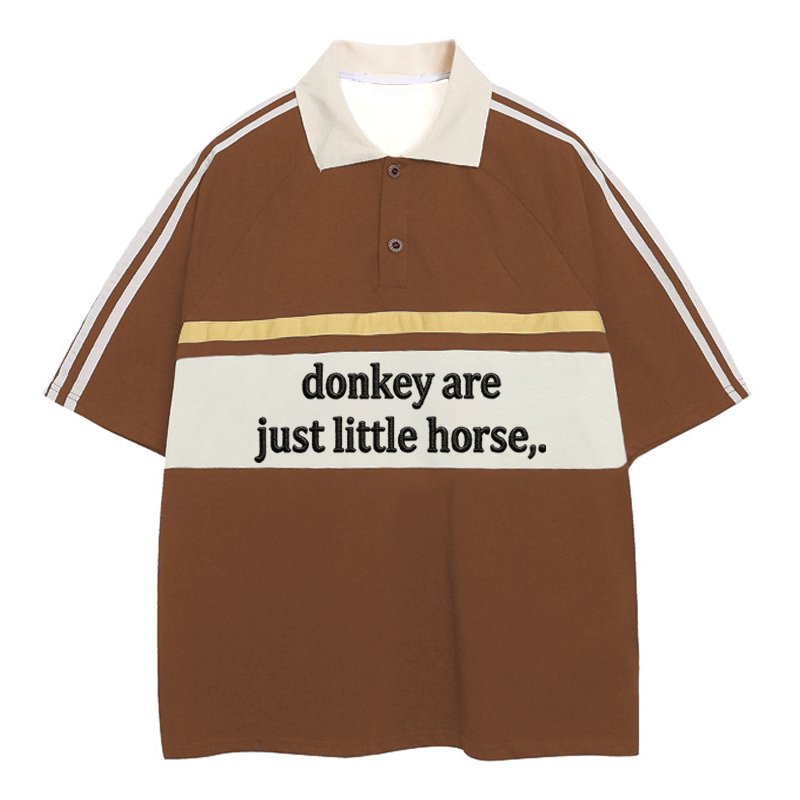 Modecanvas Donkey Are Jsut Little Horse Polo Embroidered T-Shirt