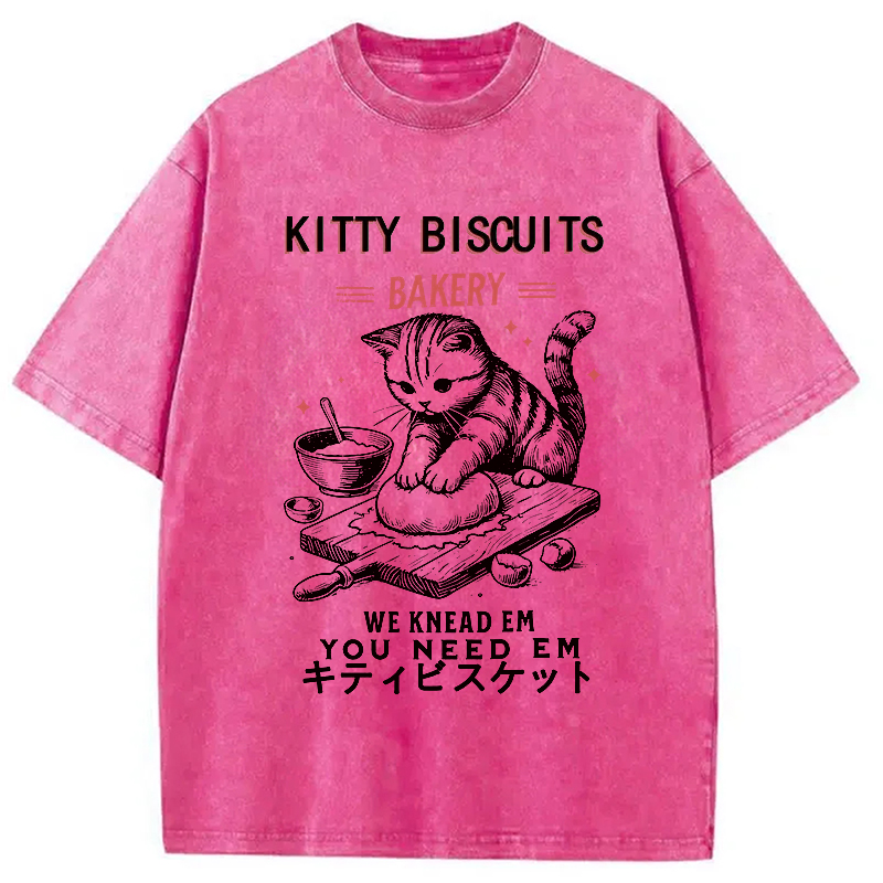 Modecanvas Cat Bakery Washed T-Shirt-modecanvas