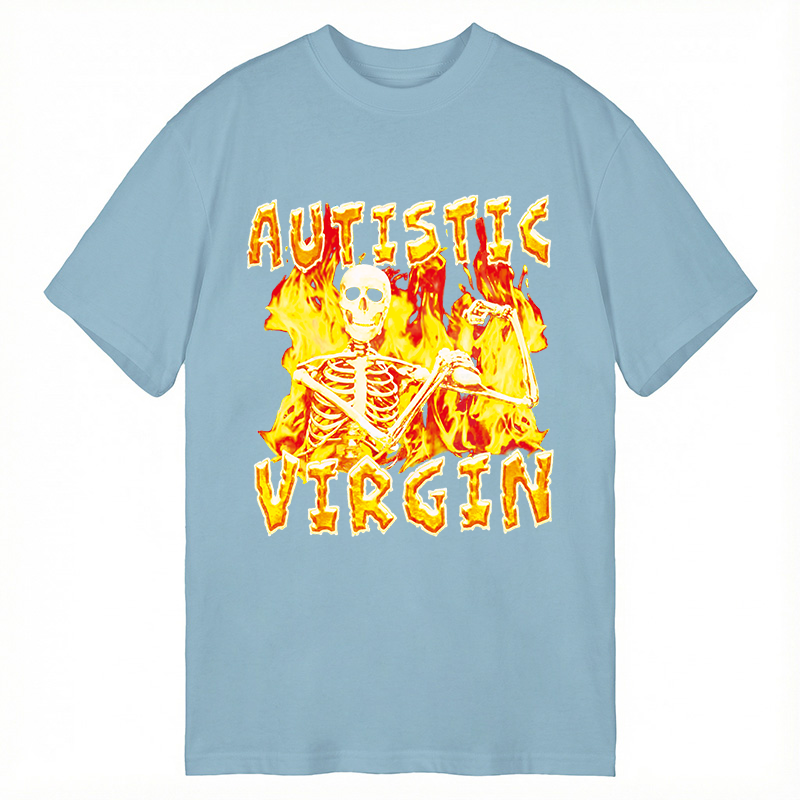 Modecanvas Autistic Virgin Funny Skeleton DTG Printing Classic T-Shirt-modecanvas