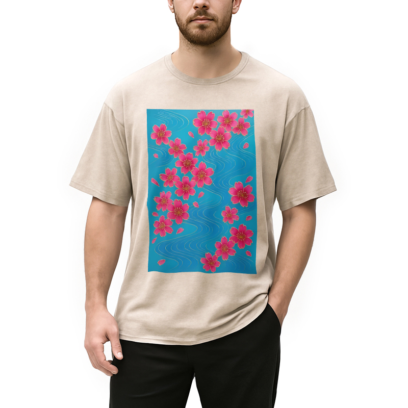 Modecanvas Floating Sakura Blossoms Washed T-Shirt