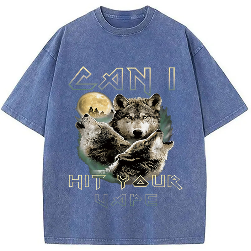 Modecanvas Can I Hit Your Vape Meme DTG Printing Washed T-Shirt