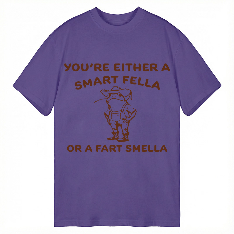 Modecanvas Are You A Smart Fella Or Fart Smella? Cowboy Frog DTG Printing Classic T-Shirt-modecanvas