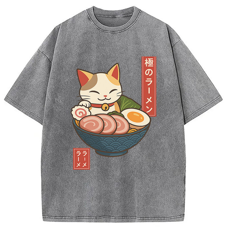Modecanvas Neko Ramen Washed T-Shirt