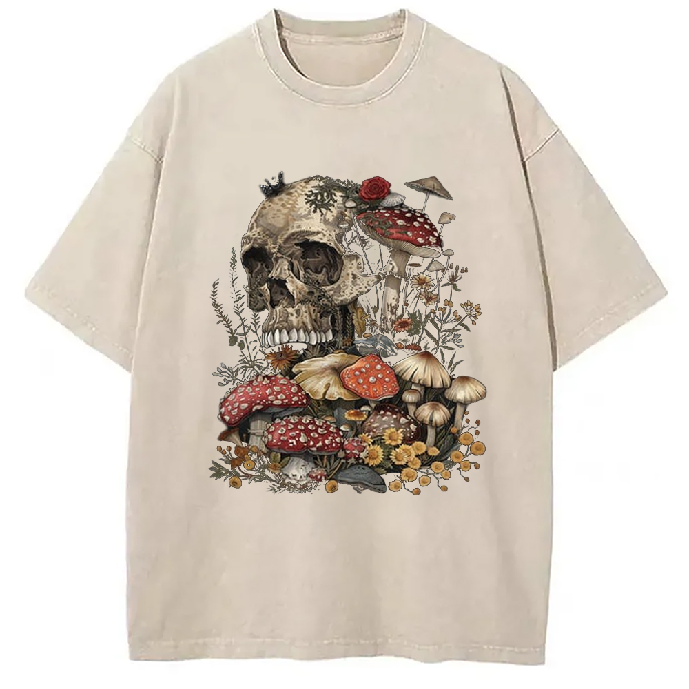 Modecanvas Skull Mushroom Goblincore Washed T-Shirt