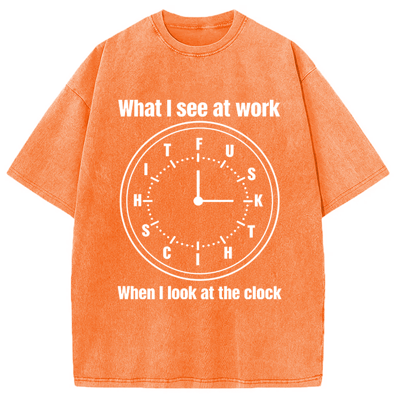 Modecanvas Funny Work Clock Frustration DTG Printing Washed T-Shirt