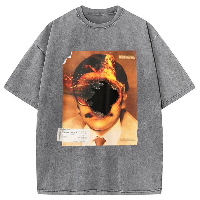 Modecanvas Hiphop Abstract Art Washed T-Shirt