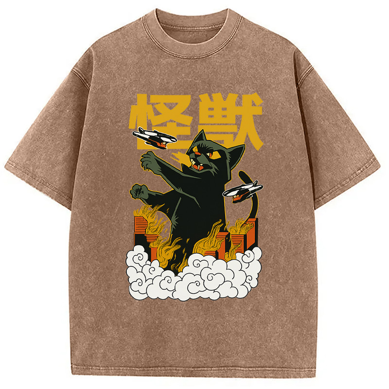 Modecanvas Cat Destroyer Japanese Washed T-Shirt