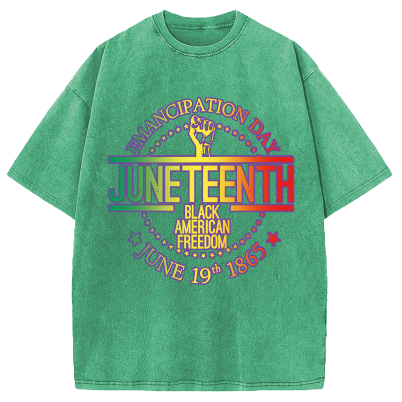 Modecanvas Juneteenth Independence Day DTG Printing Washed T-Shirt
