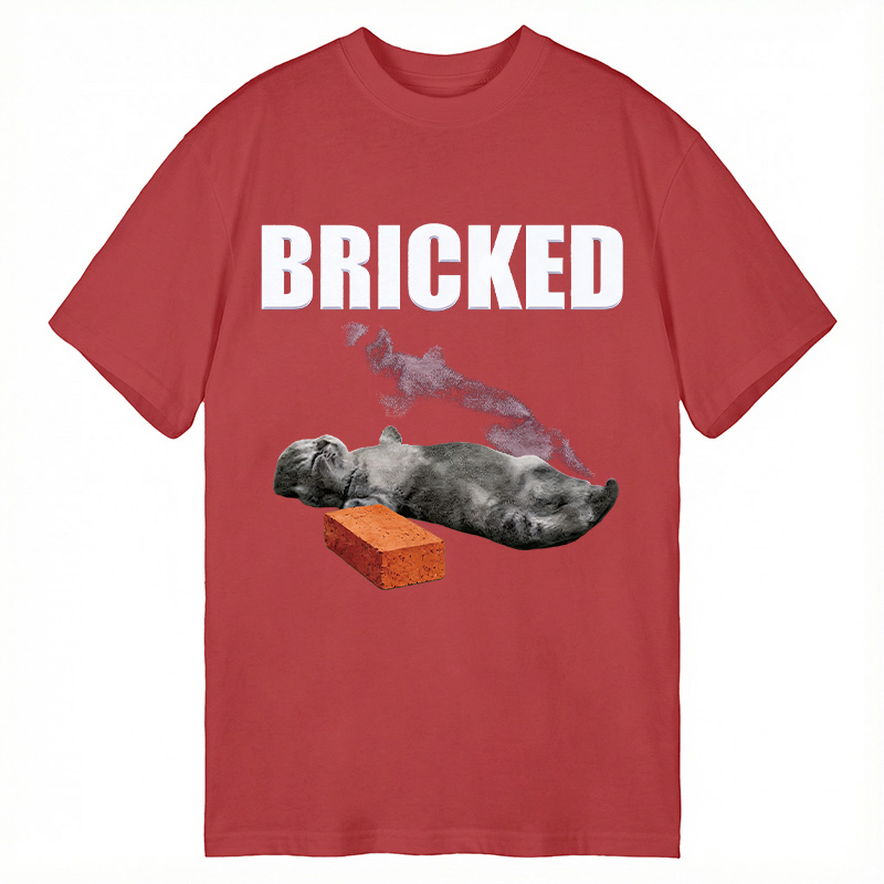 Modecanvas Bricked Funny Cat Knocked Out DTG Printing Classic T-Shirt-modecanvas