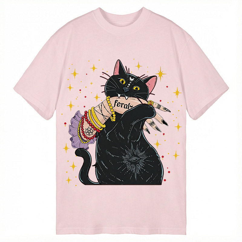 Modecanvas Feral Cat DTG Printing Classic T-Shirt-modecanvas