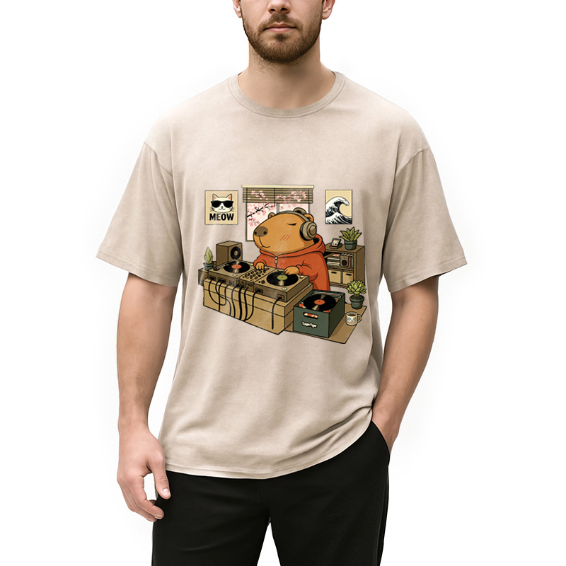 Modecanvas Capybara DJ Washed T-Shirt
