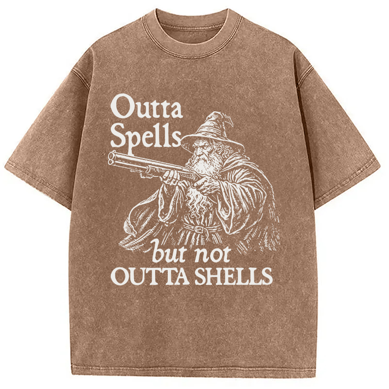 Modecanvas Funny Wizard Gun DTG Printing Washed T-Shirt-modecanvas