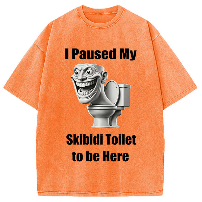 Modecanvas I Paused My Skibidi Toilet To Be Here DTG Printing Washed T-Shirt