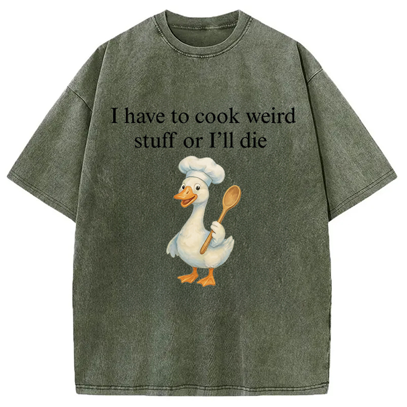 Modecanvas Silly Goose Baker Funny Cooking Meme DTG Printing Washed T-Shirt-modecanvas