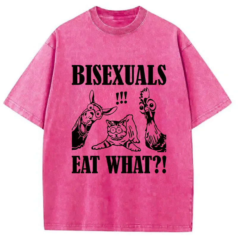 Modecanvas Bisexuals Eat What?! DTG Printing Washed T-Shirt