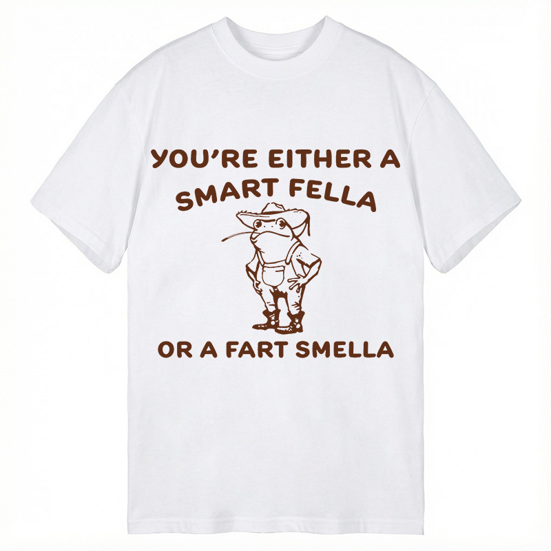 Modecanvas Are You A Smart Fella Or Fart Smella? Cowboy Frog DTG Printing Classic T-Shirt-modecanvas