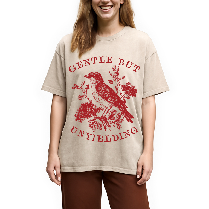 Modecanvas Gentle But Unyielding DTG Printing Washed T-Shirt-modecanvas