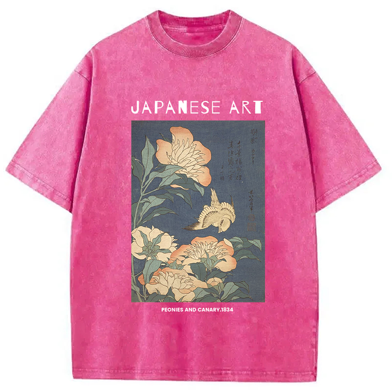 Modecanvas Peonies and Cherry Washed T-Shirt