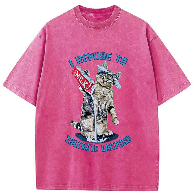 Modecanvas I REFUSE TO TOLERATE LACTOSE Washed T-Shirt-modecanvas