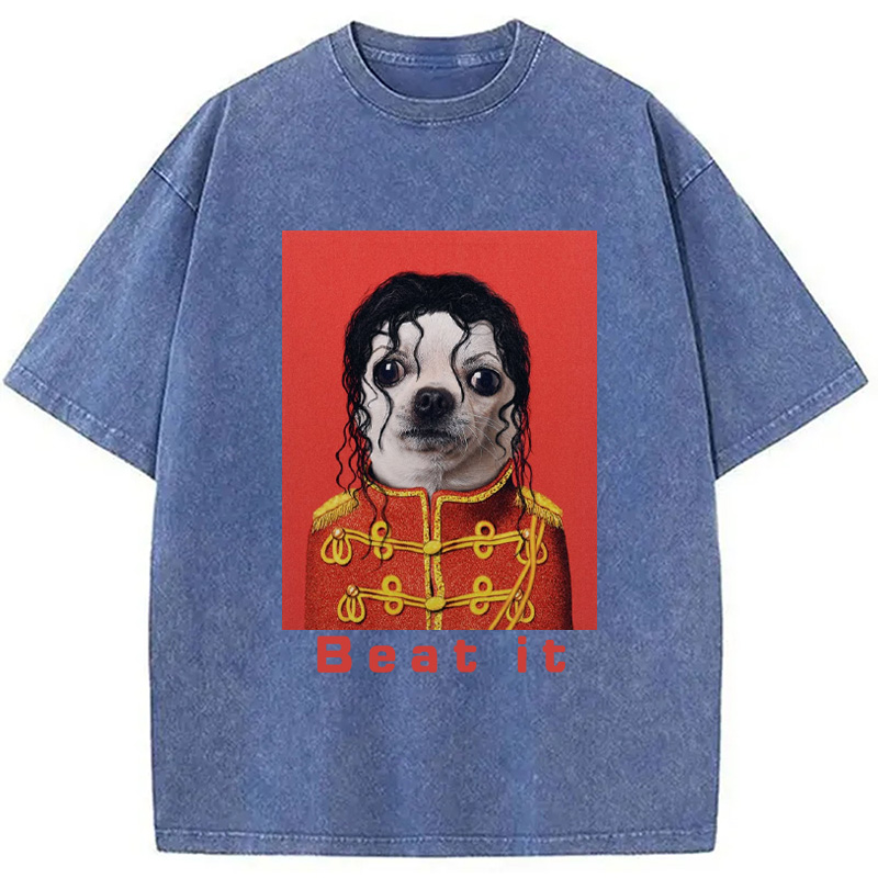 Modecanvas Beat It Dog Meme Washed T-Shirt