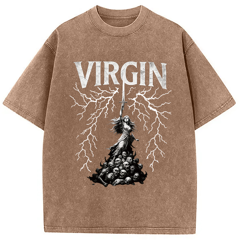 Modecanvas Virgin Maiden Gothic DTG Printing Washed T-Shirt