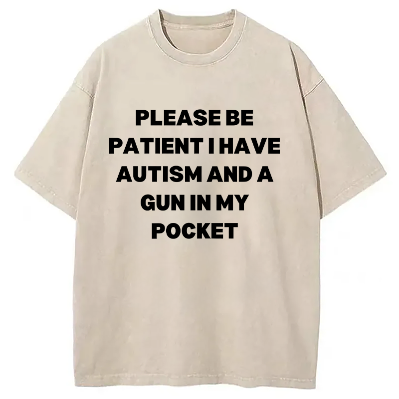 Modecanvas A Gun in My Pocket Washed T-Shirt-modecanvas