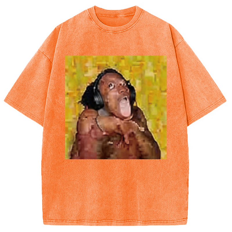Modecanvas Funny Brainrot Reaction Meme DTG Printing Washed T-Shirt