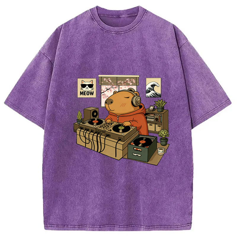 Modecanvas Capybara DJ Washed T-Shirt