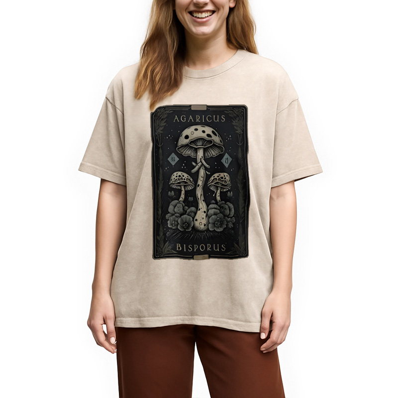 Modecanvas Mushroom Forest Vintage Tarot Washed T-Shirt