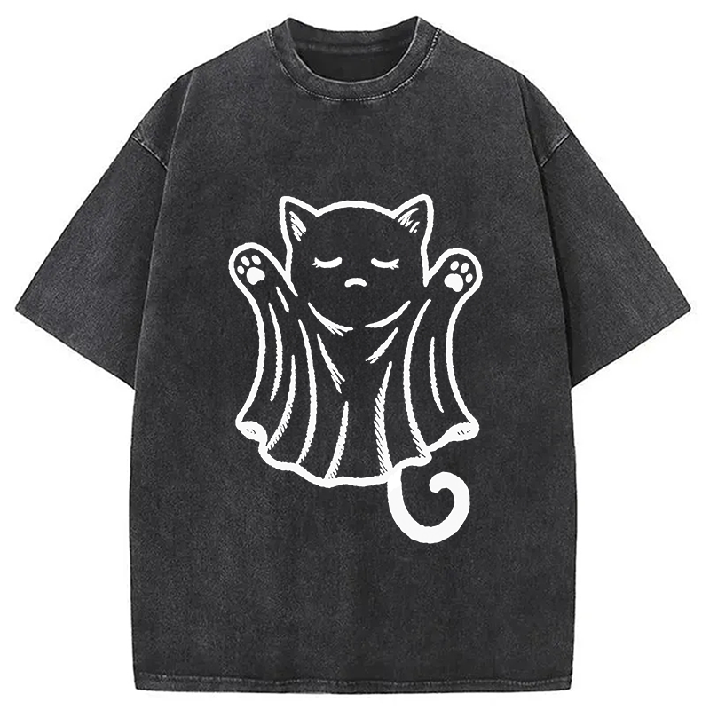 Modecanvas Cat Ghost Washed T-Shirt