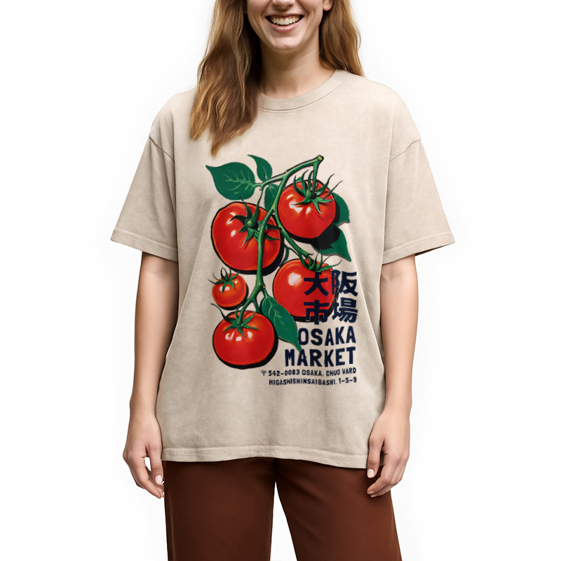 Modecanvas Osaka Market Japanese Tomatoes Washed T-Shirt