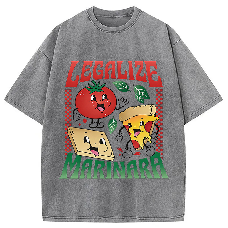Modecanvas Funny Legalize Marinara DTG Printing Washed T-Shirt