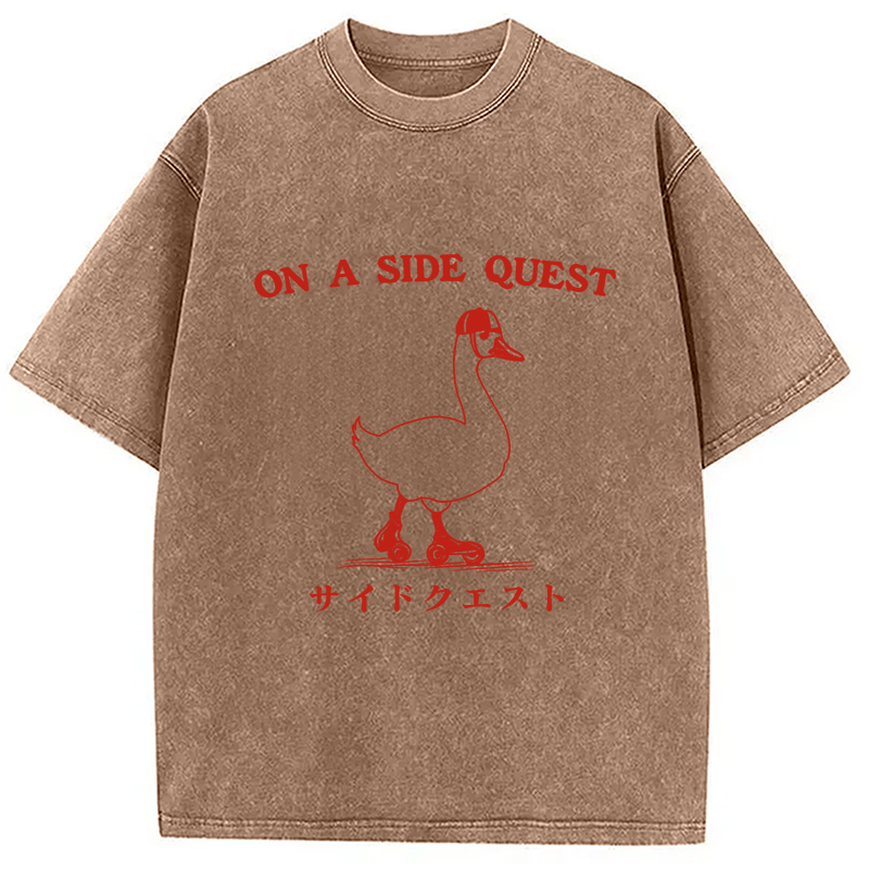 Modecanvas On a Side Quest Goose Washed T-Shirt
