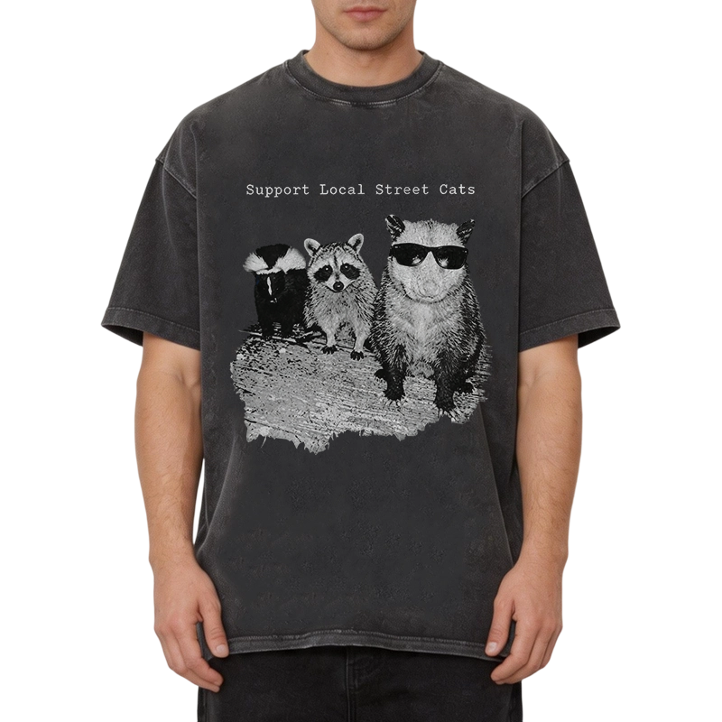 Modecanvas Support Local Street Cats DTG Printing Washed T-Shirt