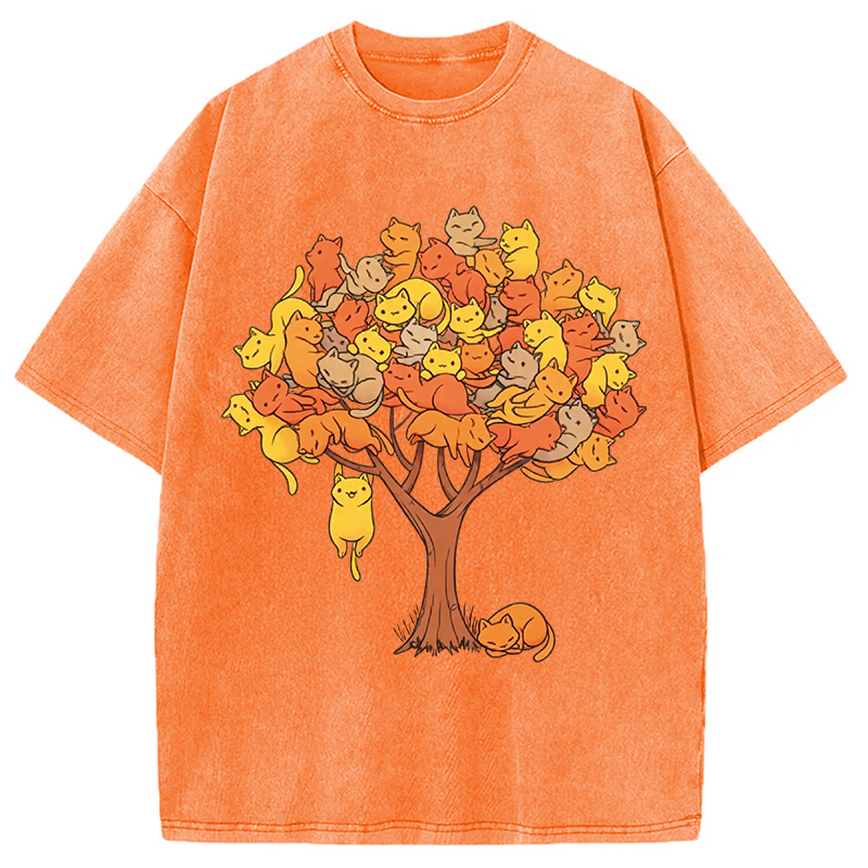 Modecanvas Cat Tree DTG Printing Washed T-Shirt
