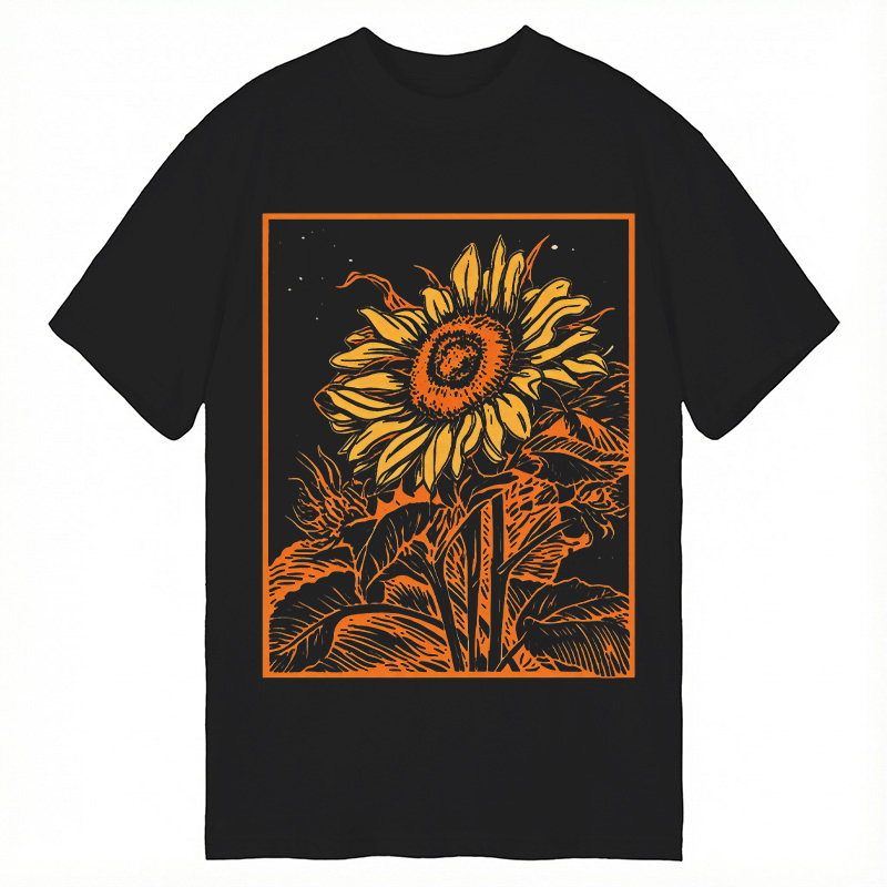 Modecanvas Vintage Woodcut Bloom DTG Printing Classic T-Shirt-modecanvas