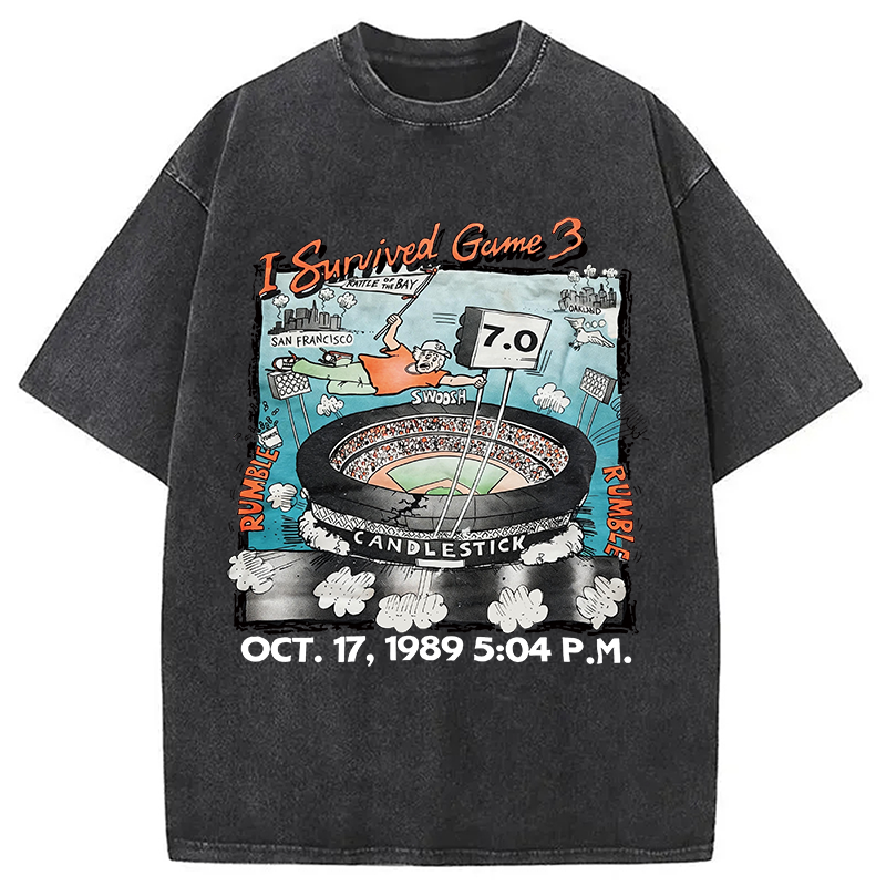 Modecanvas I Survived Game 3 Rattle Of The Bay DTG Printing Washed T-Shirt