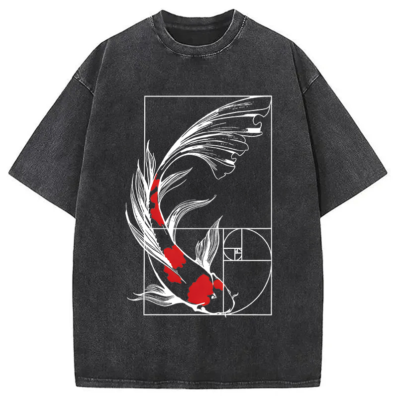 Modecanvas Golden Ratio Koi DTG Printing Washed T-Shirt