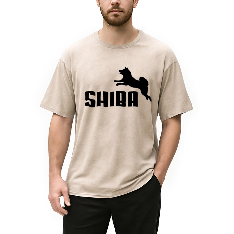 Modecanvas Shiba Dog Japanese Parody Washed T-Shirt