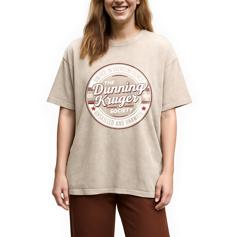 Modecanvas The Dunning-Kruger Society DTG Printing Washed T-Shirt