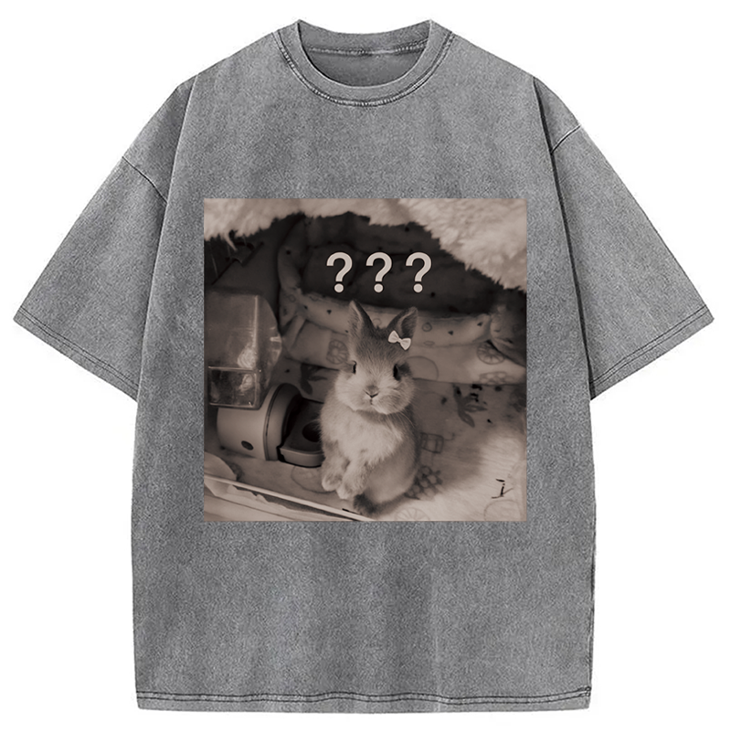Modecanvas Cute Rabbit Valentine DTG Printing Washed T-Shirt