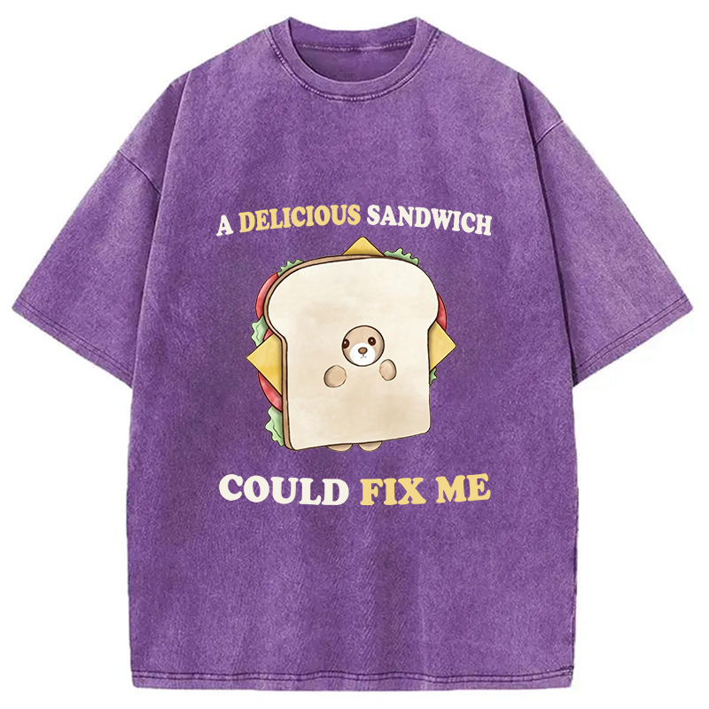 Modecanvas Delicious Sandwich Could Fix Me DTG Printing Washed T-Shirt