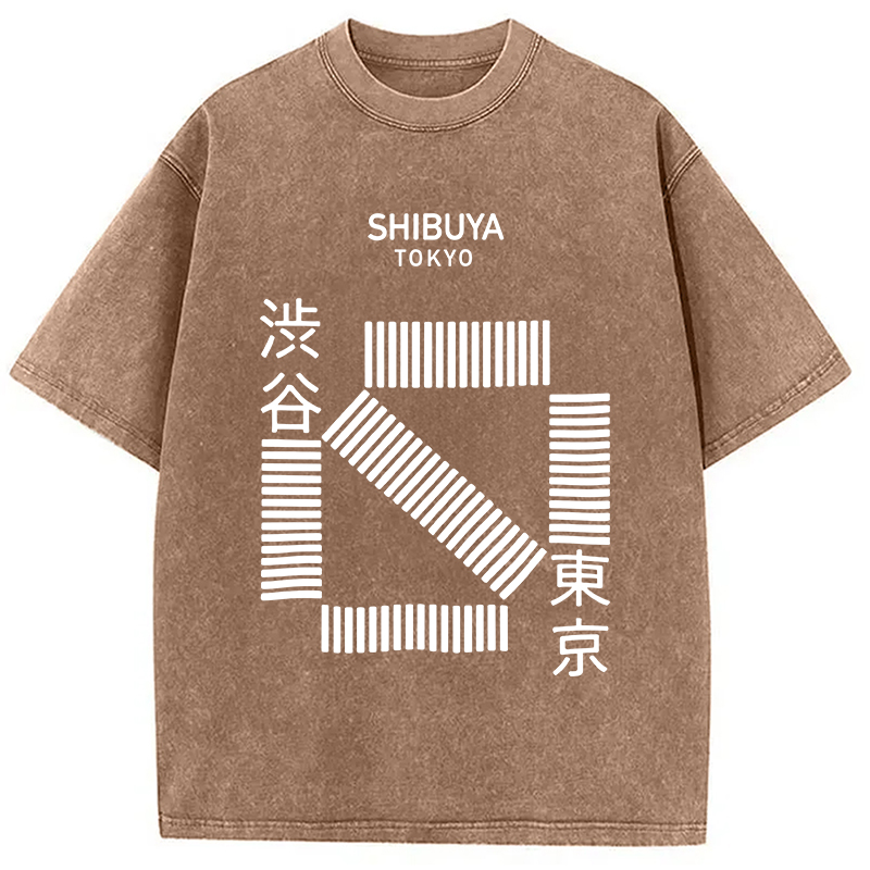 Modecanvas Japanese Shibuya Crossing Washed T-Shirt