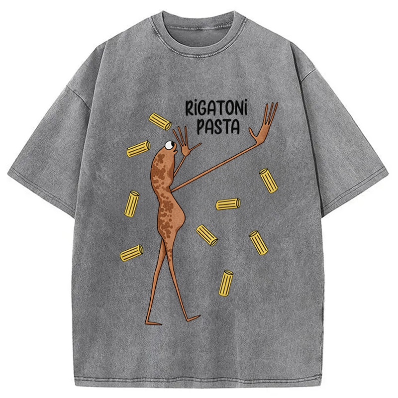 Modecanvas Rigatoni Pasta Meme DTG Printing Washed T-Shirt