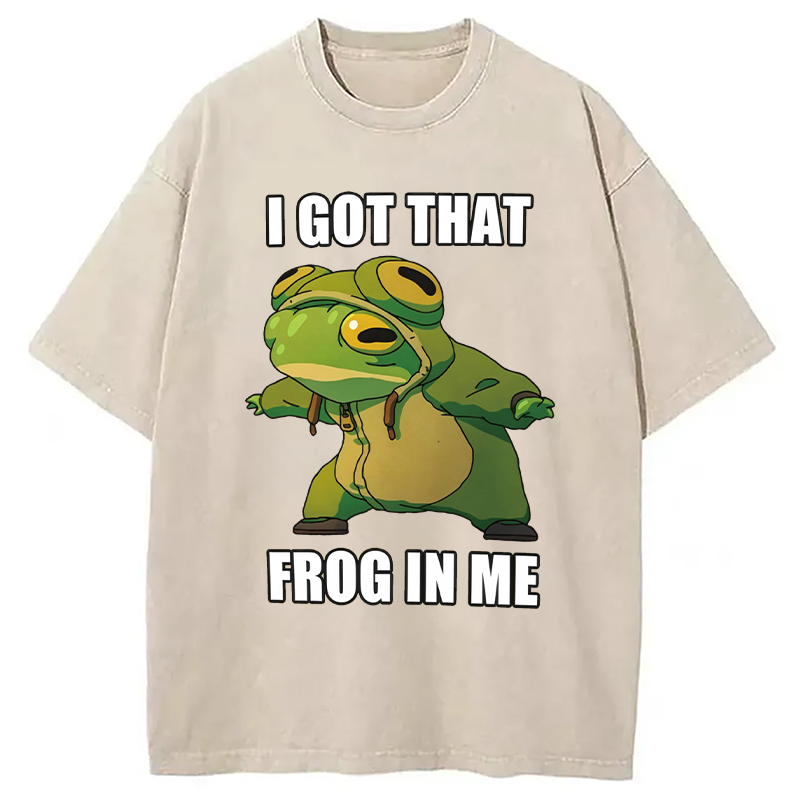 Modecanvas I Got That Frog In Me Funny DTG Printing Washed T-Shirt