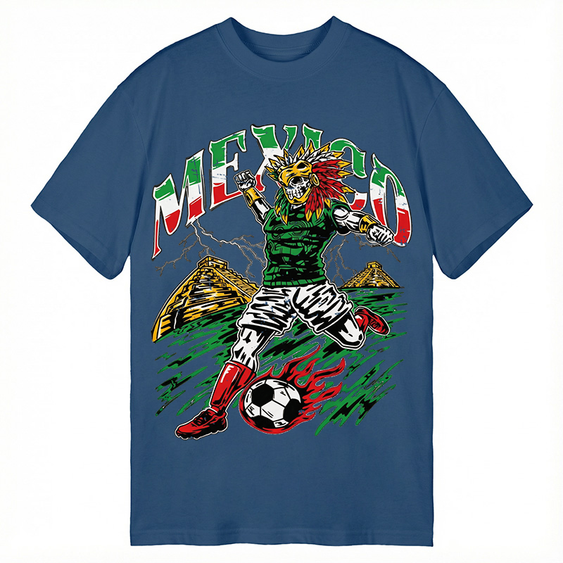 Modecanvas Mexico Soccer Skull DTG Printing Classic T-Shirt-modecanvas
