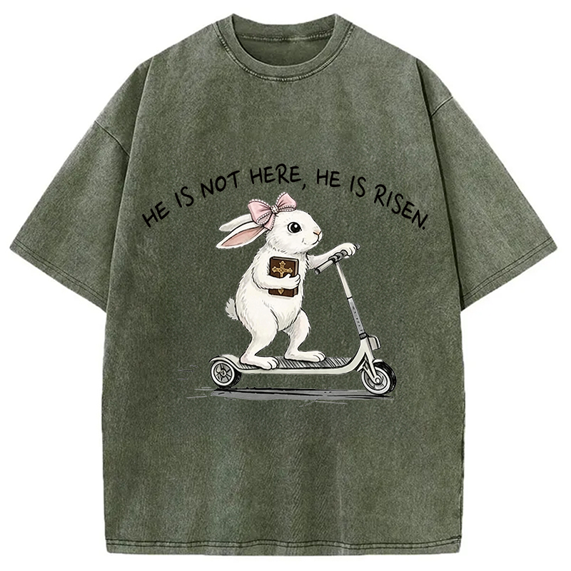 Modecanvas He Is Risen Easter Bunny DTG Printing Washed T-Shirt